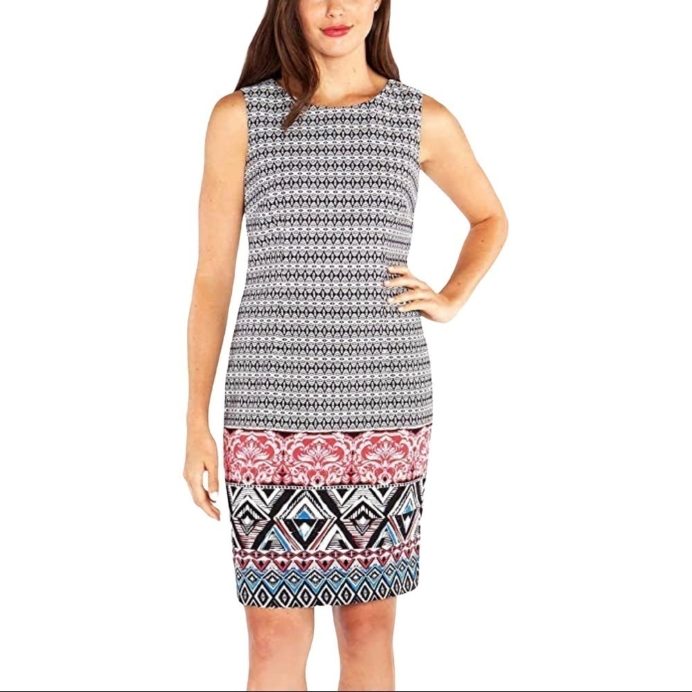 Mario Serrani Italy Printed Sleeveless Sheath Dress